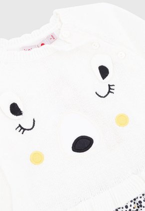 Vestido Blanco-Negro-Amarillo Boboli