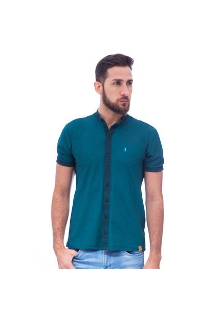 Leeds Camisa Manga Corta Cuello Mao Con Bordado En Delantero