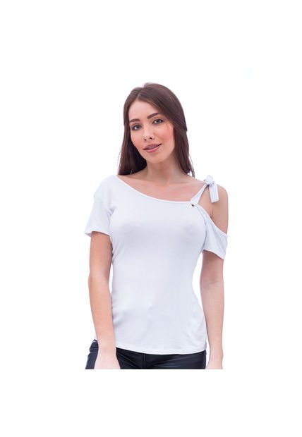 Vitu Blusa Escote Asimétrico Manga Corta Con Ojal Para Tira En Manga