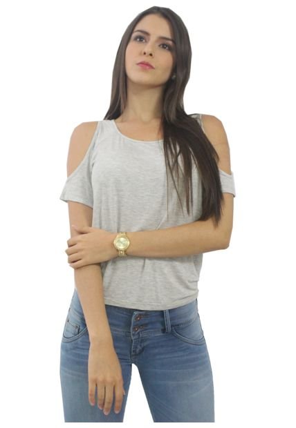 Blusa Color Gris Para Dama Manga Corta Raglan Kali