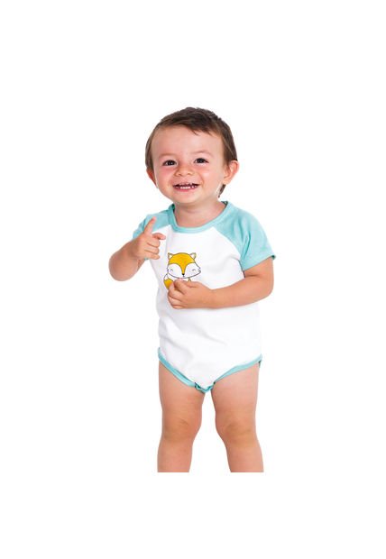 Figo Body Para Niño Manga Corta Con Estampado En Delantero Y Contraste En Hombro Y Mangas