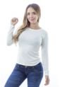 Blusa Color Vainilla Para Dama Manga Larga Cuello Redondo Basica Meissa de Bocared