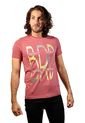 Camiseta Color Vinotinto Para Hombre Manga Corta Cuello Redondo Estampada Live de Bocared