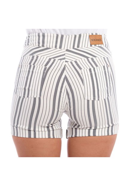 Cocoa Short Para Mujer Blanco-Rayas Negro Bocared Con Bolsillos En