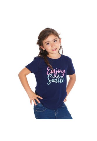Bocared - Smile Camiseta Para Niña Manga Corta Cuello Redondo Con Estampado En Delantero
