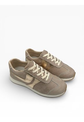 Tenis Beige Mujer En CUERO Deportivo Bont Lucca