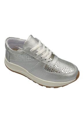 Tenis CUERO Mujer Deportivo Plateado Bont Torino