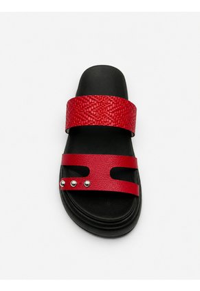 Sandalia Canoa En Cuero Para Mujer Rojo Lia Bont