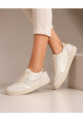 Tenis De Cuero Para Mujer Crema Atenea Bont