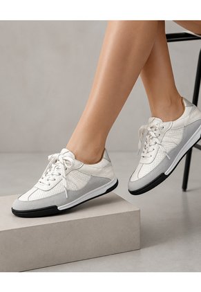 Tenis De Cuero Para Mujer Blanco Retro Bont
