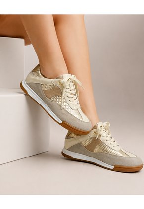 Tenis De Cuero Para Mujer Champán Retro Bont