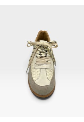 Tenis De Cuero Para Mujer Crema Retro Bont