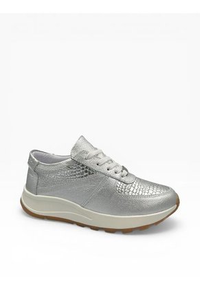 Tenis CUERO Mujer Deportivo Plateado Bont Torino