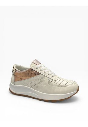 Tenis CUERO Mujer Deportivo Crema Bont Torino