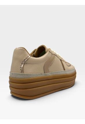 Tenis De Cuero Para Mujer Beige Regina Bont