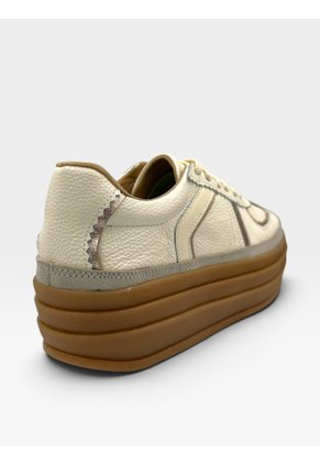 Tenis De Cuero Para Mujer Crema Regina Bont