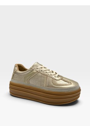 Tenis De Cuero Para Mujer Dorado Regina Bont