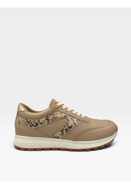 Tenis De Cuero Para Mujer Beige Serena Bont