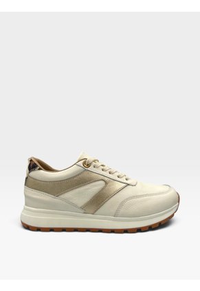 Tenis De Cuero Para Mujer Crema Serena Bont