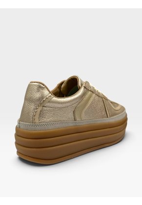 Tenis De Cuero Para Mujer Dorado Regina Bont