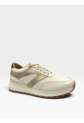 Tenis De Cuero Para Mujer Crema Serena Bont