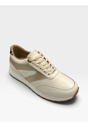 Tenis De Cuero Para Mujer Crema Serena Bont