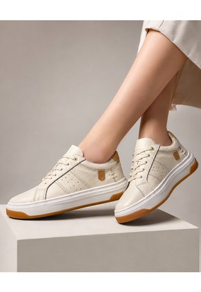 Tenis De Cuero Para Mujer Crema Lizz Bont
