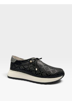 Tenis De Cuero Para Mujer Negro Luna Bont