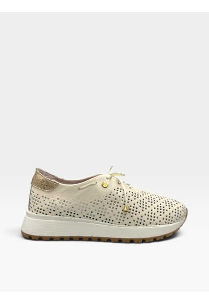 Tenis De Cuero Para Mujer Crema Luna Bont