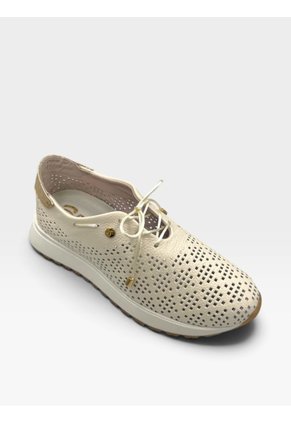 Tenis De Cuero Para Mujer Crema Luna Bont