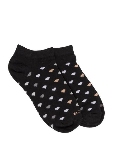 Medias Tipo Baleta Para Mujer Hearts Negro Bosi