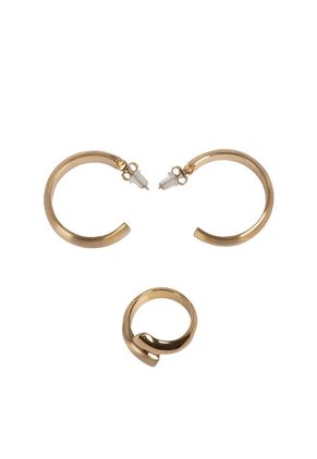 Kit De Aretes Y Anillo Para Mujer Venna Oro Bosi