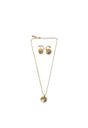 Kit De Cadena Y Aretes Para Mujer Moneda Oro Bosi
