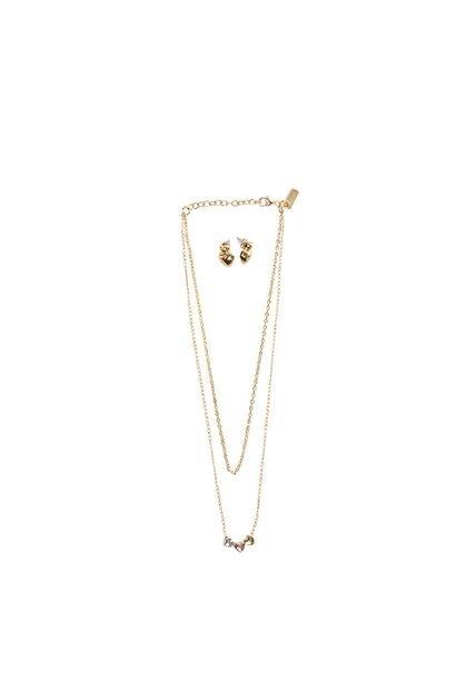 Kit De Cadena Y Aretes Para Mujer Hartie Oro Bosi