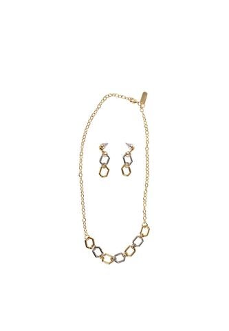 Kit De Cadena Y Aretes Para Mujer Rhombus Combinado Bosi Bosi