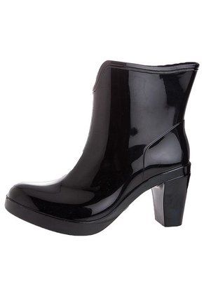 Botas Lluvia Tacon Impermeable Dark Heel Bottplie - Negro