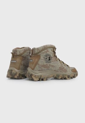 Bota Outdoor Café-Verde Militar-Beige BRAHMA