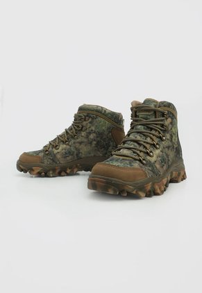 Bota Outdoor Café-Verde Militar-Beige BRAHMA