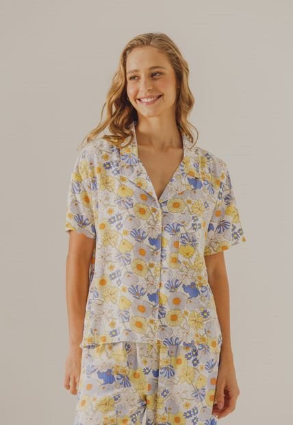 Blusa Pijama Blanco-Multicolor Bronzini Éxito
