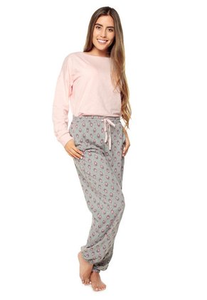 Pantalón Pijama Gris-Rosa Bronzini Éxito