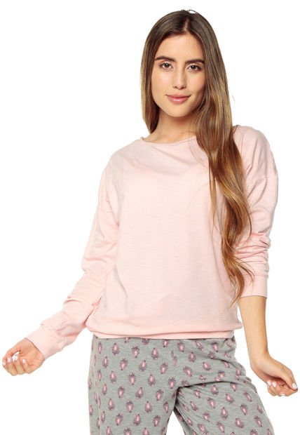 Camiseta Manga Larga Pijama Rosada Bronzini Éxito
