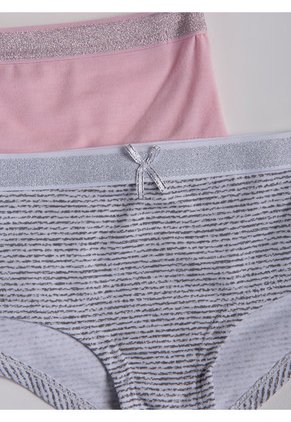 Pantie x2 Rosa-Gris-Blanco Bronzini