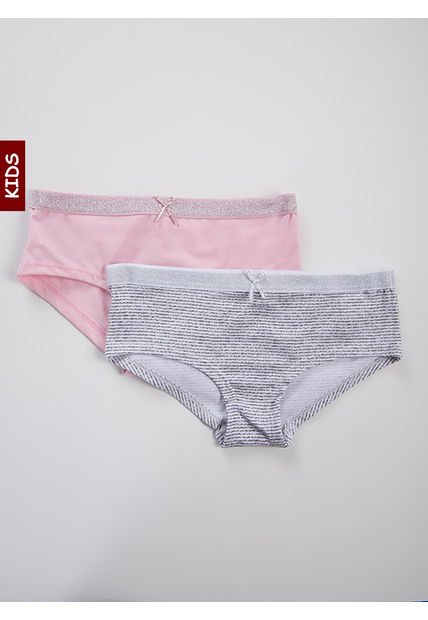 Pantie x2 Rosa-Gris-Blanco Bronzini