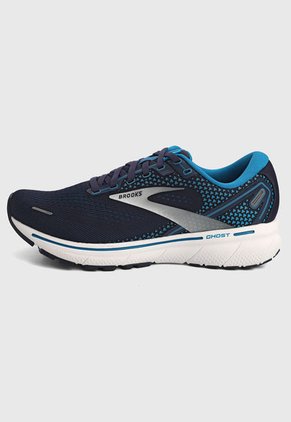 Tenis Running Azul-Blanco-Plateado Brooks Ghost 14