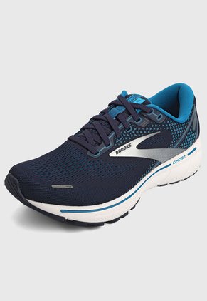 Tenis Running Azul-Blanco-Plateado Brooks Ghost 14