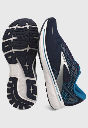 Tenis Running Azul-Blanco-Plateado Brooks Ghost 14