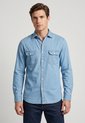 Camisa Denim Brooksfield Índigo Claro de Brooksfield