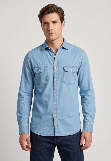 Camisa Denim Brooksfield Índigo Claro