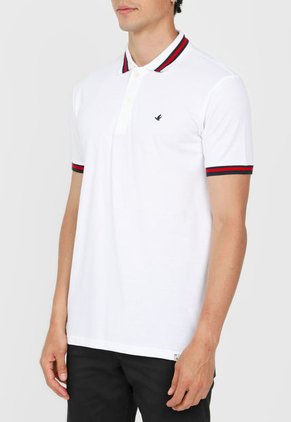 Polo Blanco-Azul-Rojo Brooksfield