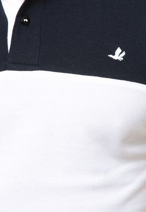 Camiseta Polo Blanca-Azul Marino Brooksfield